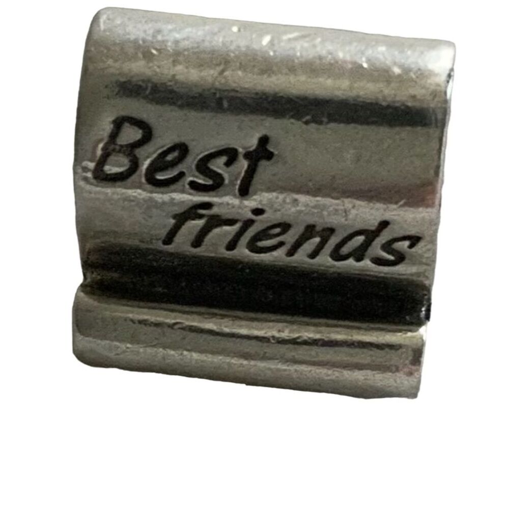 Pandora Best Friends Scroll Charm Sterling Silver Retired Bead Engraved